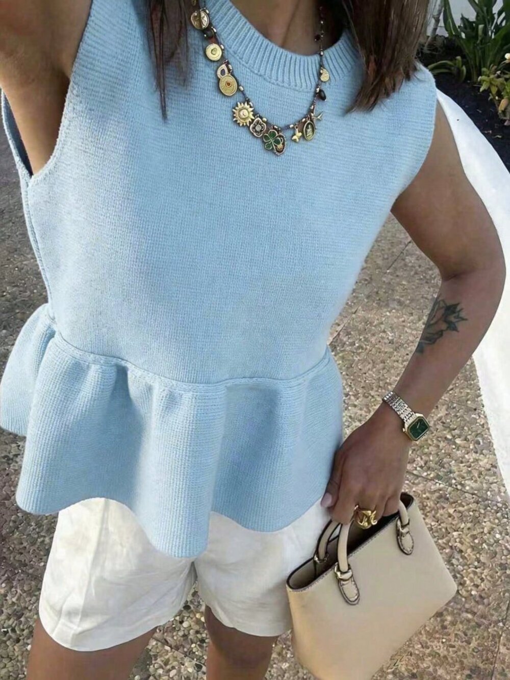River Blue Casual Women's Y2K Knit Sleeveless Tank Top Ruffle Hem Slim Fit